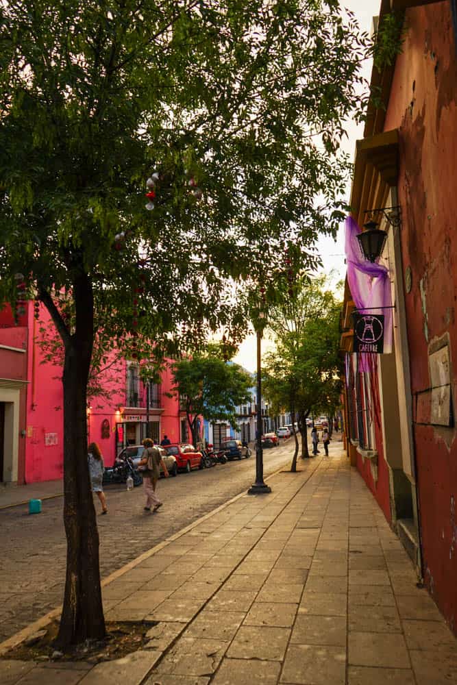 Streets of Oaxaca at sunset