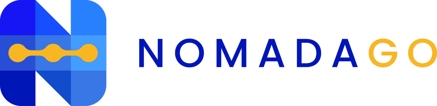The logo for nomadago, an app for digital nomads.