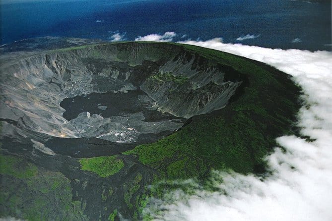 Sierra Negra volcano crater, revealing the immense size and rugged beauty of this volcanic wonder