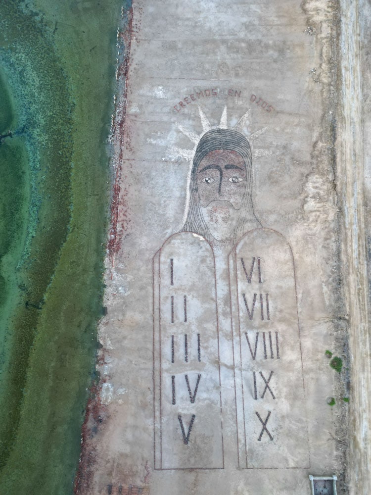 drawing of christ in sand salt mines