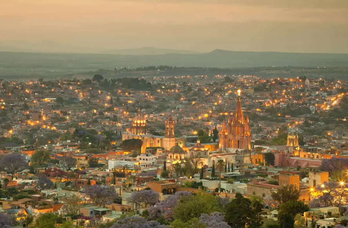 san miguel de allende in mexico at dusk.