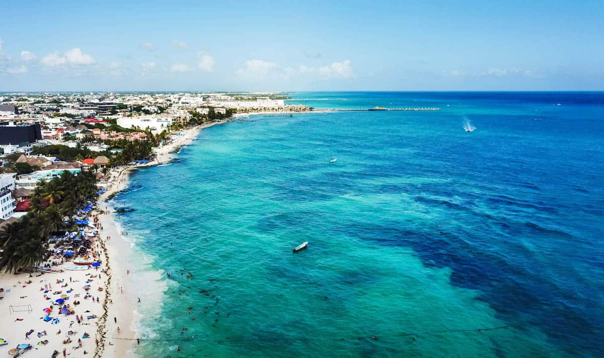 An aerial view of one of the best beaches in playa del carmen