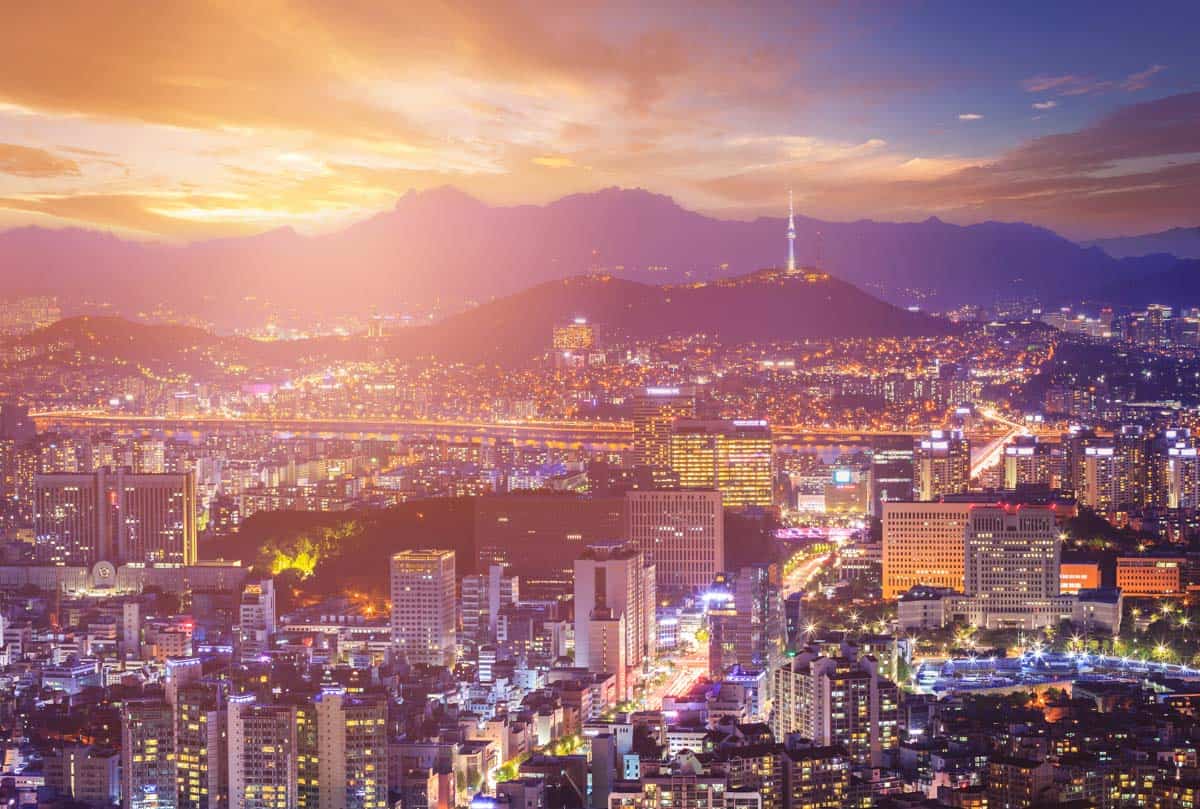 Seoul, south korea at dusk.