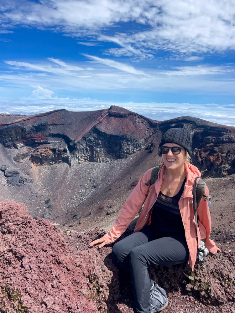 lora at top of mount fuji on volcanic crater